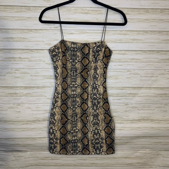 Snakeskin Mini Dress with Bungee Straps Size Small - Picture 4 of 7
